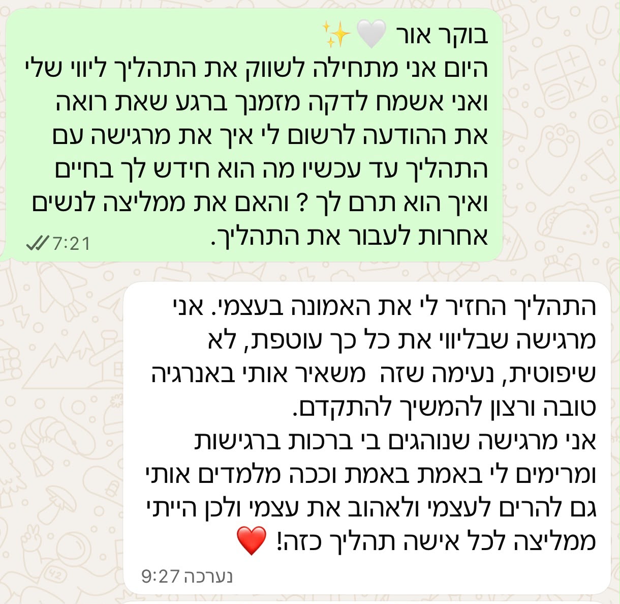 עדות של מלווה בתהליך על השינוי בביטחון העצמי שלה